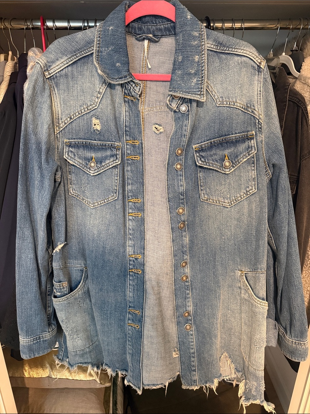 Free People Moonchild Denim Shirt Jacket - Picture 2 of 5
